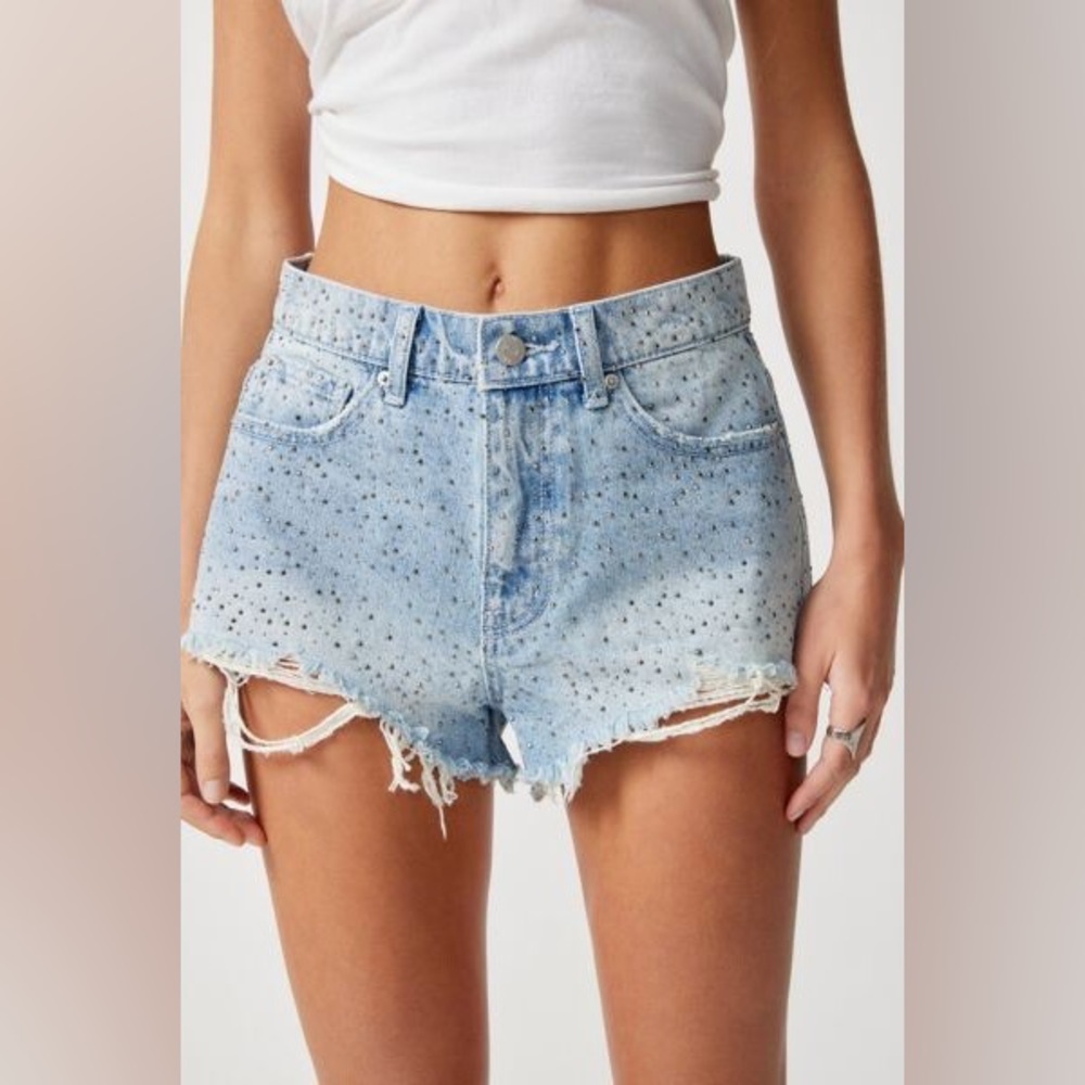 BDG Sparkly Diamante Cutoff Denim Short